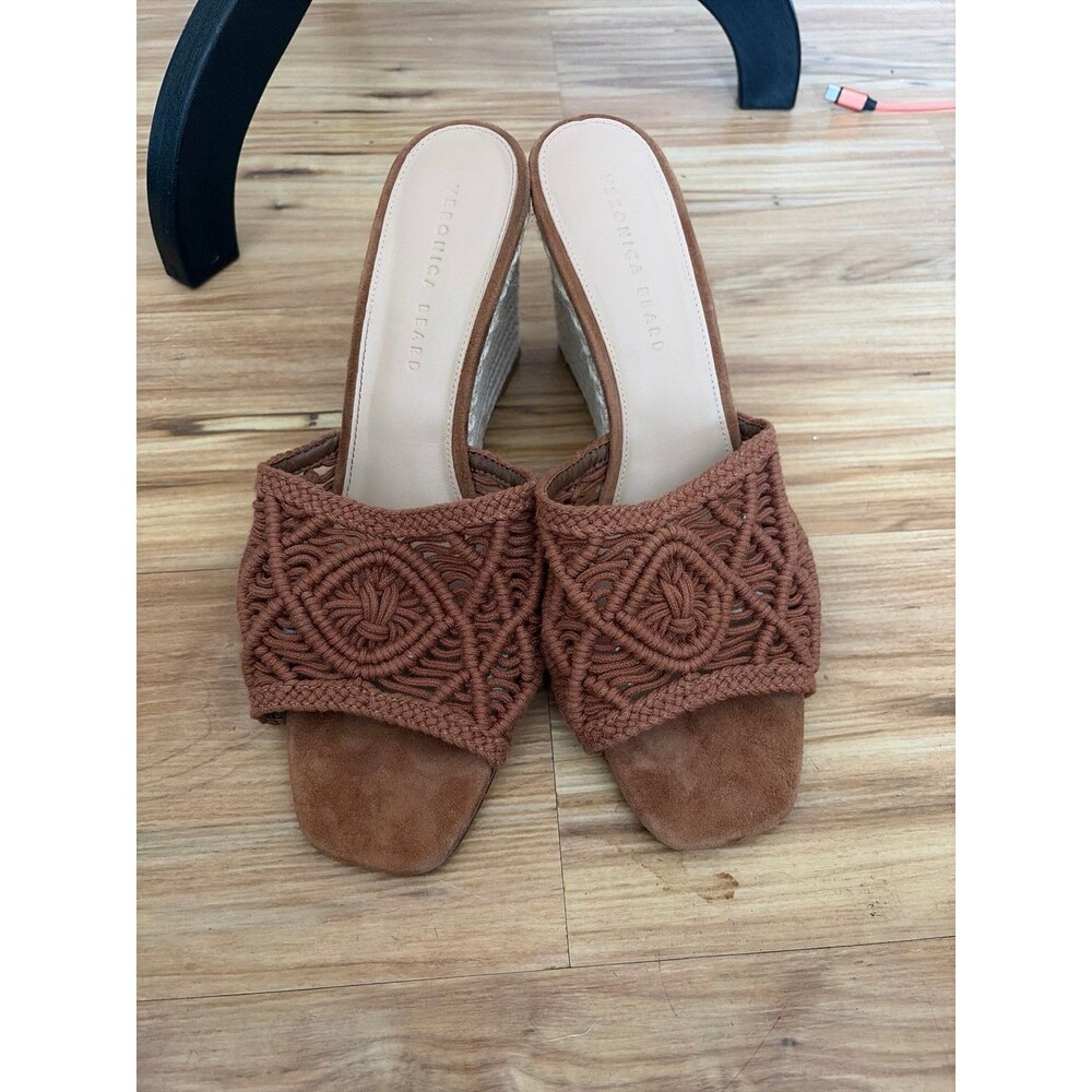 Veronica Beard Macrame Wedge Mules Espadrille Sandals